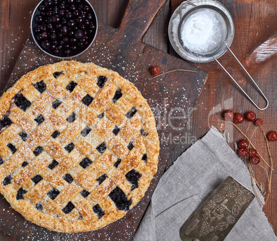 baked round black currant cake