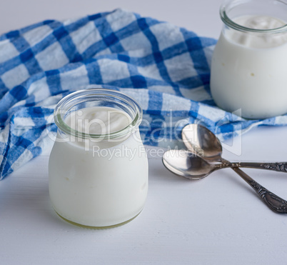 glass jars with homemade yogurt