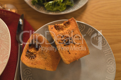 squash fruit served on a plate at home