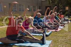 Group of senior people exercising in the park
