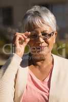 Senior woman wearing spectacle in the park