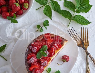 cheesecake made of cottage cheese and fresh strawberries