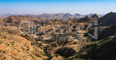 Landscape view of the Simien Mountains National Park in Northern Ethiopia