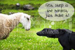 Dog Meets Sheep, Quote First Step Is The Hardest