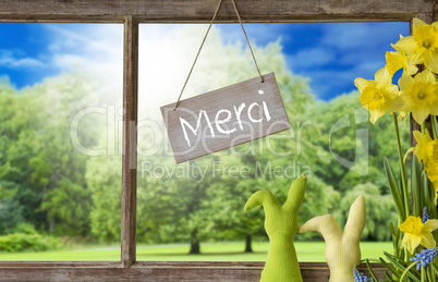 Window, Easter Bunny, Merci Means Thank You