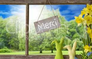Window, Easter Bunny, Merci Means Thank You