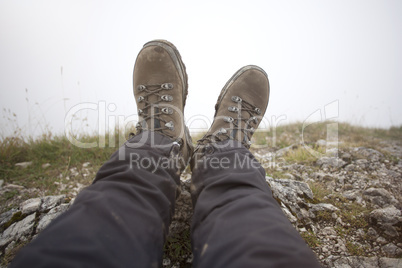 Hiking boots on a mountain tour