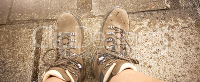 Hiking boots on a mountain tour