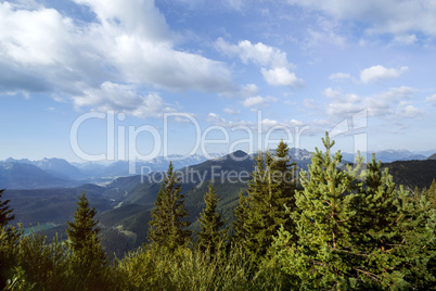 Mountain panorama at Herzogstand mountain in Bavaria, Germany