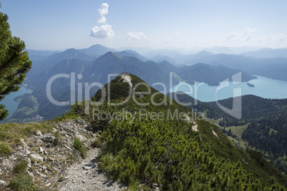 Summit cross at Herzogstand mountain in Bavaria, Germany