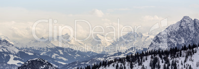Wintry mountain panorama in Bavaria, Germany