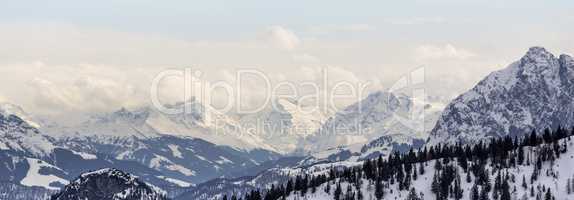 Wintry mountain panorama in Bavaria, Germany