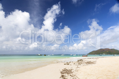 Tropical landscape at Praslin island, Seychelles