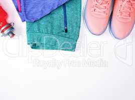sportswear and pink sneakers with laces