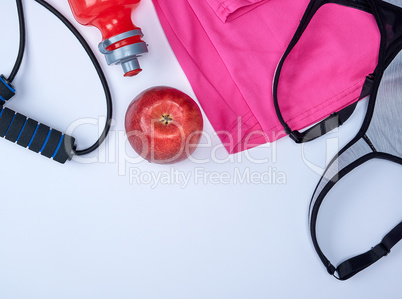 female sports items on a white background