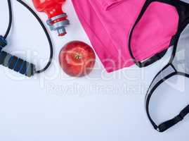 female sports items on a white background