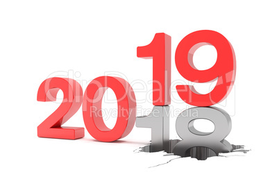 3d render of the numbers 2018 and 19 in red over white backgroun