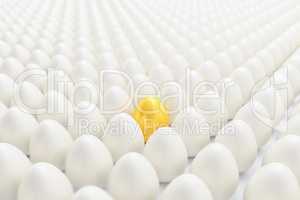3d render - white eggs and in the middle a golden egg