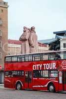 Tourist bus in downtown Riga.