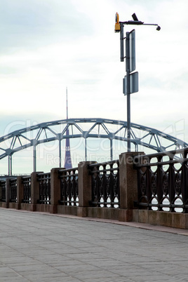 Railway bridge in Riga city.