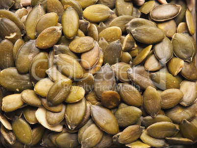 Closeup of organic pumpkin seeds