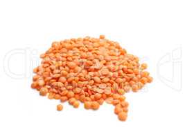 Organic red lentils on white