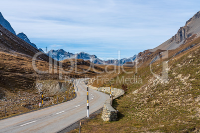 view of the albula pass in grisons, switzerland, europe
