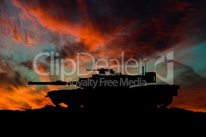American main battle tank silhouette / 3d illustration