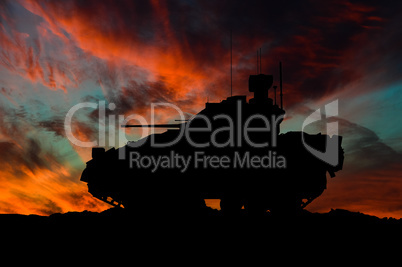 American infantry fighting vehicle silhouette / 3d illustration