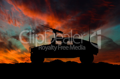 American high mobility multipurpose wheeled vehicle silhouette / 3d illustration