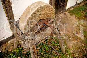 old rotary grindstone at a country house