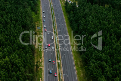 Highway from above. Aerial view of Riga city- capital of Latvia.