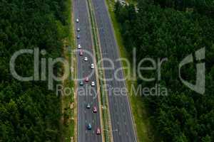 Highway from above. Aerial view of Riga city- capital of Latvia.