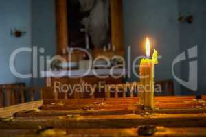 Burning candle at Koknese Evangelical Lutheran Church.