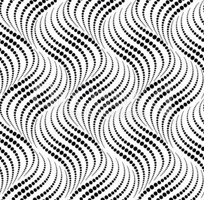 Wavy dotted line seamless pattern. Ornamental wavy texture.