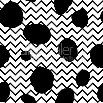 Abstact seamless pattern. Dotted line texture. Dot and zig-zag line ornament