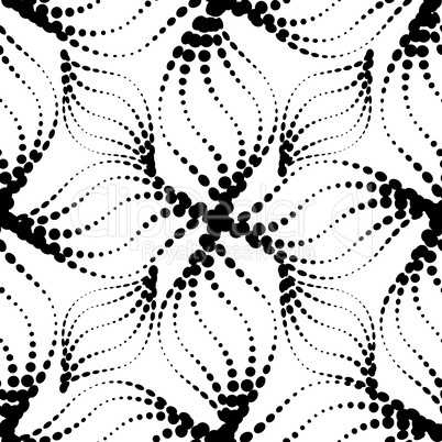 Abstact floral seamless pattern. Dotted line textured background.