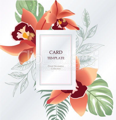 Floral greeting, invitation card template design. Flower backgound