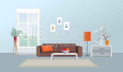 Living room interior. Furniture design. Home interior with sofa,