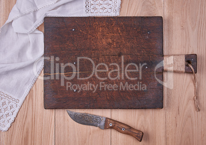 Empty old wooden kitchen cutting board