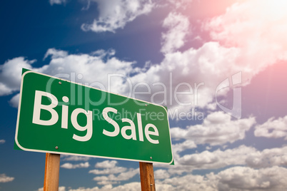 Big Sale Green Road Sign Aginst Sky