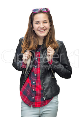 Portrait of Pretty Teen Female Student Isolated on White