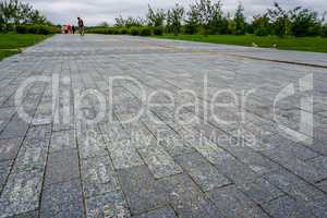Way with stone slabs in Koknese park Garden of Destinies in Latv