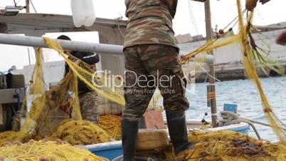 Arbeiter Fischerboot Kreta