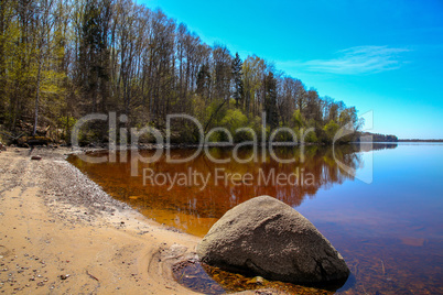 River landscape with big stones in Latvia.