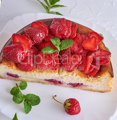 half a cake of cottage cheese and fresh strawberries
