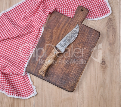 Empty old wooden kitchen cutting board