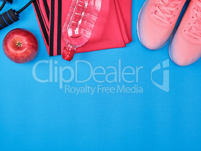 sportswear and pink sneakers with laces