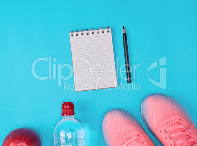 pink sneakers with laces, sports background
