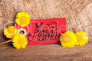 Red Label, Dandelion, Calligraphy Danke Mama Means Thank You Mom